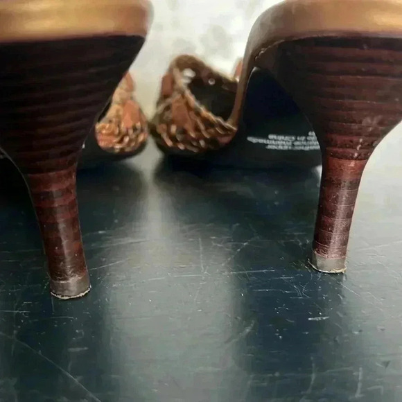 Alfani leather weave slides size 7 Gold Pewter - Picture 9 of 12